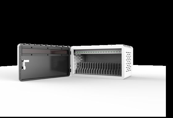 Gabinete de carga para tabletas con 18 puertos USB, construcción de chapa galvanizada y sistema de protección de seguridad 8S