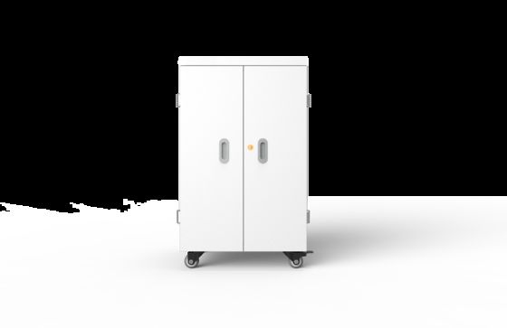 Armario de carga para tabletas con alimentación de CA de 42 puertos, orificios de ventilación y 2 ruedas con freno