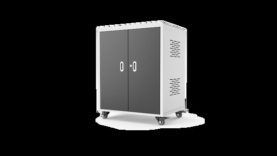 30 enchufes de corriente alterna Camión de carga de portátil con ventiladores de enfriamiento y orificios de ventilación 720 × 530 × 940 mm Dimensiones 70 kg Peso