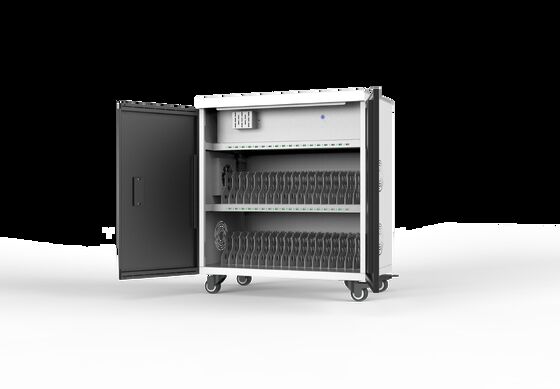 Gabinete de carga para tabletas con 36 puertos USB, sistema de protección de seguridad 8S y ventiladores de refrigeración